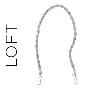 LOFT Sparkle Braided Silver Bag Strap 27” Drop NWT